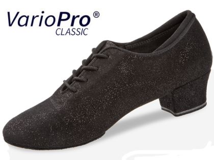 Chic, black laced shoes with soft comfort footbed. Low heel and the foot encircling fit make the dance shoes very comfortable. Ideal as a training shoe.