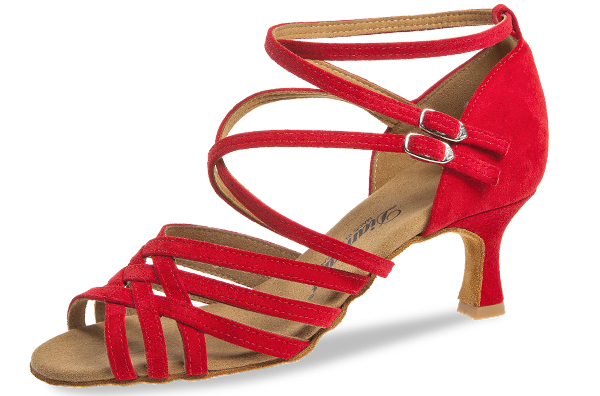 Dance Shoe Model 108-077-021, red suede leather, strappy high-heeled  sandal, 5 cm heel